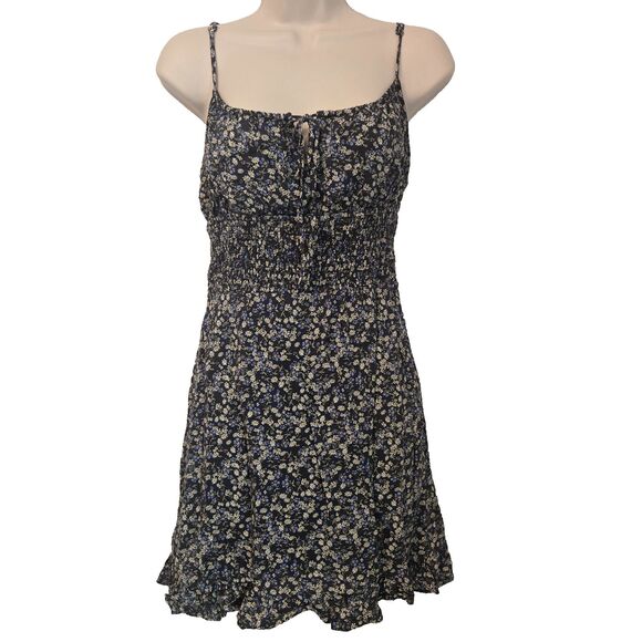 Vernacular Dresses & Skirts - Womens Floral Mini Dress Lrg  Babydoll Fairy Grunge Coquette Tie Puff Front